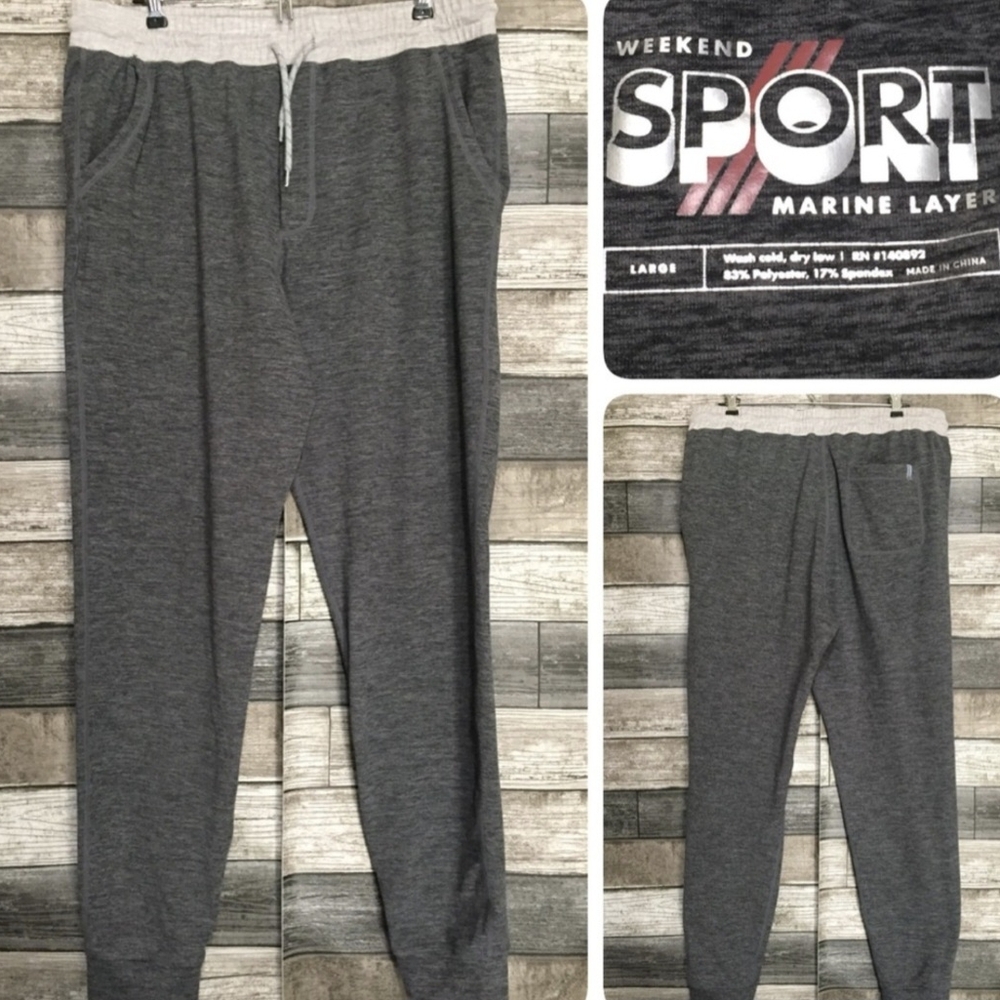 Marine Layer Weekend Sport Grey Jogger PJ/Pants Men's L, Like NEW!